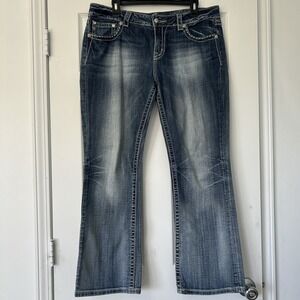 Miss Me Jeans Size 32 JE5786ER Easy Boot Rhinestone Embellished Bling Women EUC